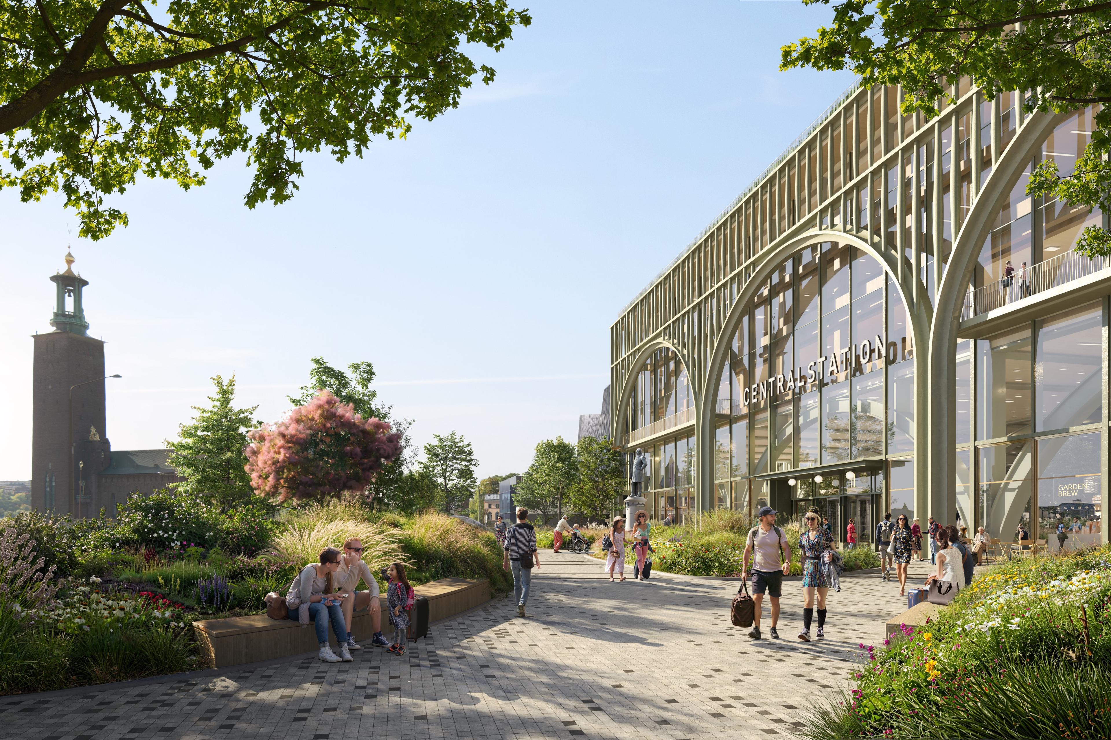 Järnvägsträdgården_samrådsförslaget Visualisering som visar Järnvägsträdgården i samrådsförslaget